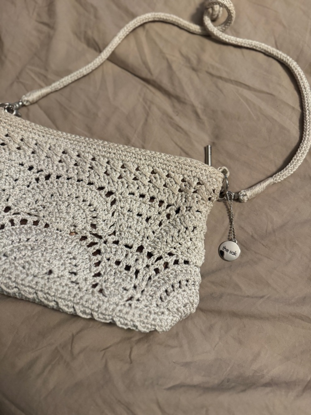 The Sak Cream Crochet Crossbody Pouch
